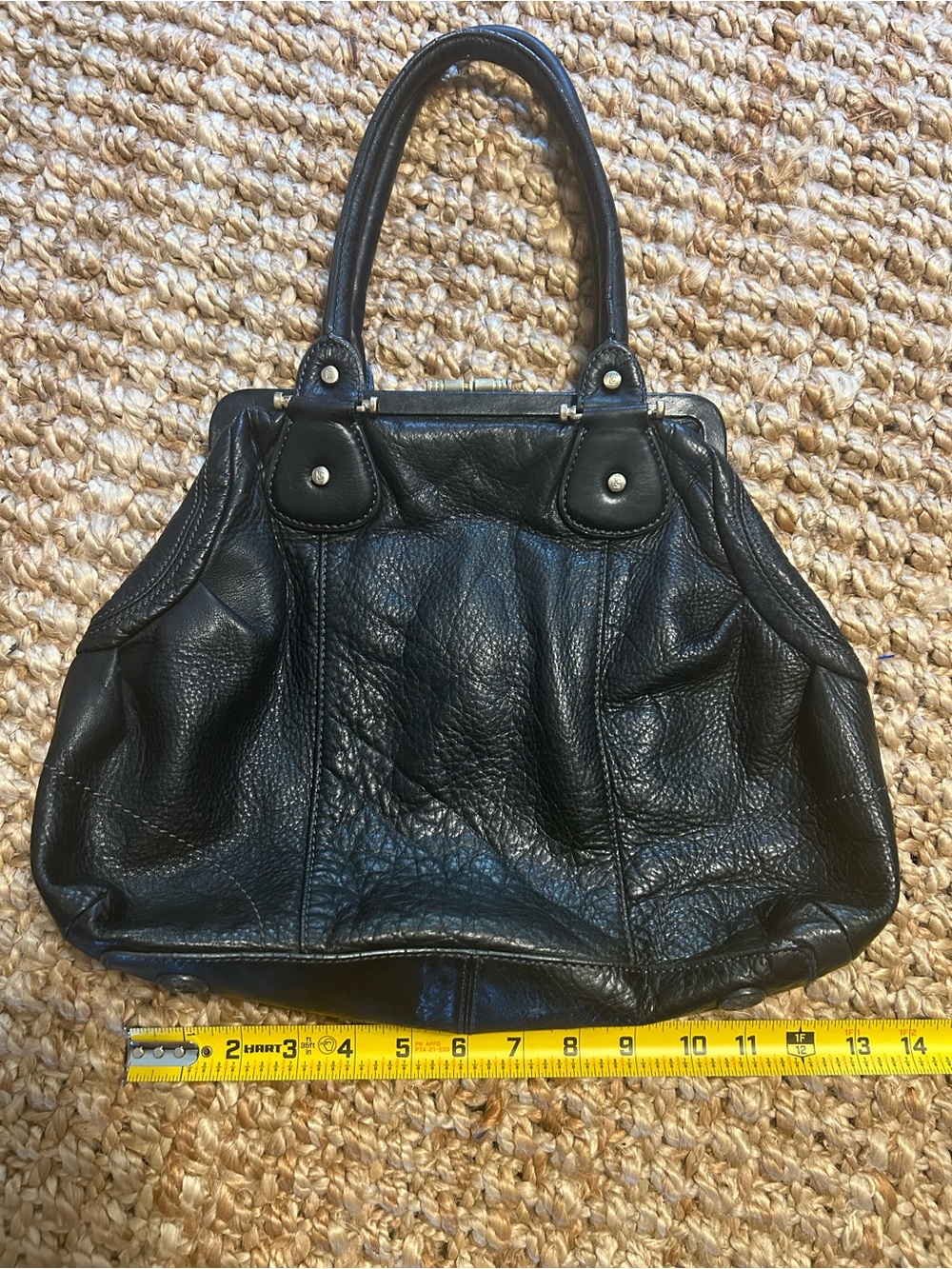 Liz Claiborne Vintage Black Leather Satchel with Gold Hardware